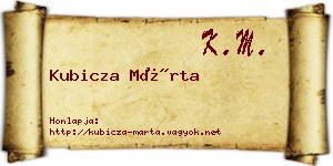 Kubicza Márta névjegykártya
