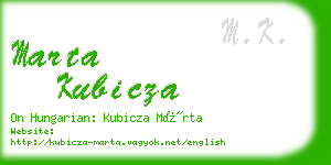 marta kubicza business card